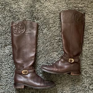 Tory Burch Logo Riding Boots
